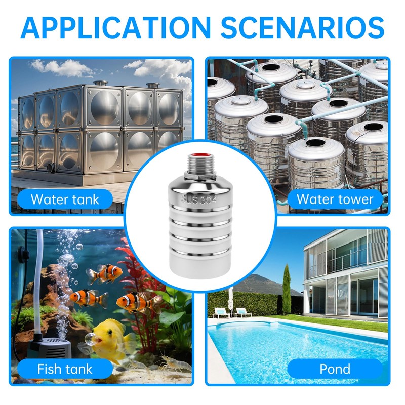 4 Pack Water Float Valve,304 Stainless Steel Automatic Water Float