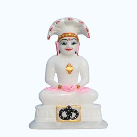 Marble Parshwanath Statue | Jain Tirthankar Murti Deity Bhagwan Parasnath/Parashvaath Idol Religious Parsvnath Digambar Statue Stone Lord Hand Carved Parshvanatha Bhagwan Spiritual God Gift (7 inch)