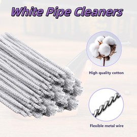 INTOMYTH White Pipe Cleaners, 6 Inch Pipe Cleaners Bulk, Ideal for Cleaning Glass Plastic Metal Pipes, Removing Tar & Resin (50 Count, White)