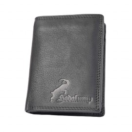 hodalump Genuine Leather Wallet RFID Protection, black, Retro