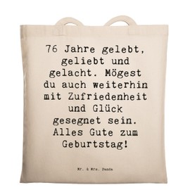 Mr. & Mrs. Panda Tragetasche Spruch 76. Geburtstag - Geschenk, liebevolle Momente, besondere Anlässe, Badetasche, Jutetasche, Umhängetasche, Alter,