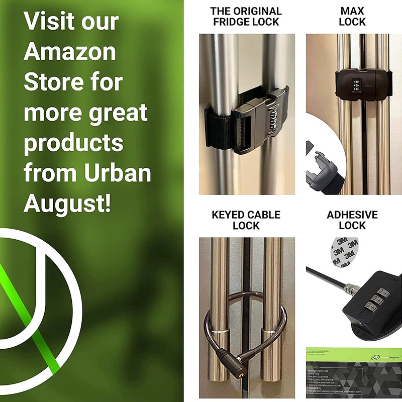 Urban August Max Refrigerator Cabinet Locks for Adults Kids Toddlers