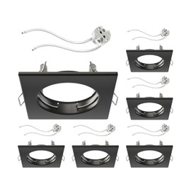 ledscom.de 6 pcs. recessed Ceiling Frame RIR recessed Frame Black matt Angular (LED/Halogen/MR16/50mm) incl. GU5.3 Socket