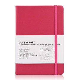 Cuaderno clásico de puntos con tapa dura A5, 80 g/m², papel sin ácidos, con bolsillo interior fino, piel sintética, suministros escolares, 144 páginas, diseñado en Florencia de Guissi