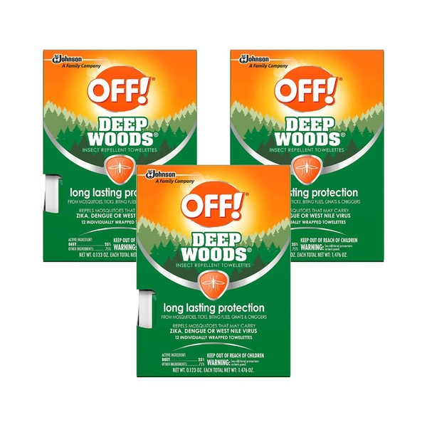 OFF! Deep Woods Insect Repellent Towelettes, Long Lasting Protection from