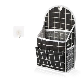 FuninCrea Wall Hanging Storage Bag, 3-Layer Hanging Pocket with Non-marking hook Waterproof Door Closet Organizer for Bedroom, Bathroom, Kitchen (Black)