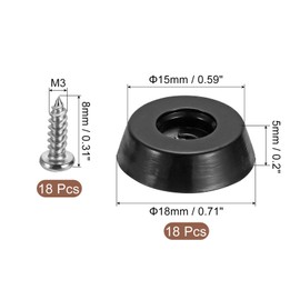 uxcell 18Pcs Rubber Bumper Feet, 0.2" H x 0.71" W Round Pads with Stainless Steel Washer and Screws for Furniture, Appliances, Electronics
