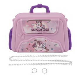 Cash Box Cartoon Portable Encourages Financial Literacy Money Box with Code and Chain for Kids Family Friends Purple