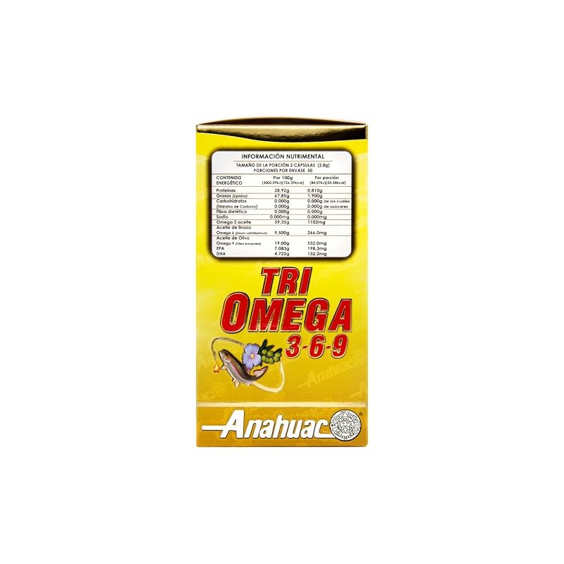 TRIOMEGA 3, 6, 9, Suplemento Alimenticio, Salud Cardiovascular, 100 capsulas,