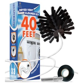 The Professional Dryer Vent Cleaner Kit -(40-Feet) Innovative Lint Remover Reusable Strong Nylon| Flexible Lint Brush with Drill Attachment for Faster Cleaning