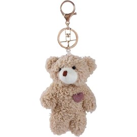 Brown Bear Plush Keychain, Stuffed Toys, Bag Charms, Kawaii Plush Rabbit Keychain, DIY Jewelry, Dog Plush Keychain, Car Keychain, Pink Heart Teddy Bears, brown
