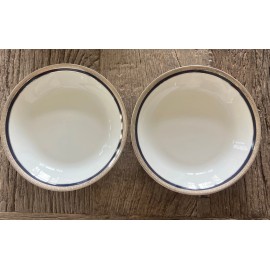 Philippe Deshoulieres Athos Dark Blue Platinum Soup Cereal Bowls Set of 2 Mint!