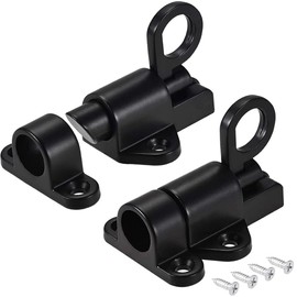Barrel Bolt Latch Self Closing Spring Door Lock ZKRIOC 2 Pack Window Sliding Latches Replacement for Cabinet Slide Bolt Latch Heavy Duty Spring Load Latch for Door - Black, No Door Magnet