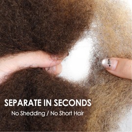 Afro Kinkys Bulk Human Hair 12 Inch 50g, P4/27 Highlight Brown 100% Real 4c Kinky Curly Human Hair For Mini Twists, Braiding, Micro Locs, Repair Locs, And Dreadlock Extensions(P4/27#, 12inch, 1pack)