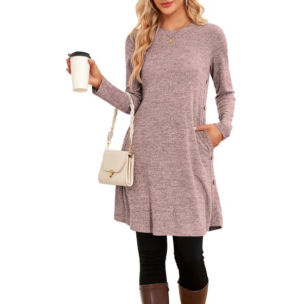 SENBATU Winter Sweater Dress for Women, Long Sleeve, Casual, Side