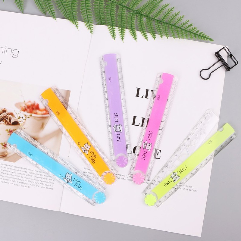 30cm Korean Folding Ruler Plastic Drawing School Stationery Students Kids