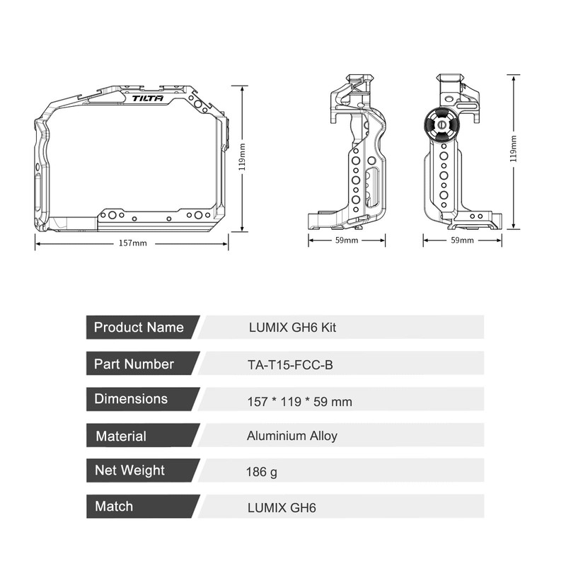 TILTA GH6 Camera Cage TA-T15-FCC-B-2 for Panasonic GH6 Camera Rig