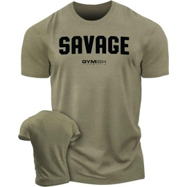 Savage Men's Workout Shirt for Men, Gym Funny Deadlift Lifting T-Shirt (LG, Savage Military Green)
