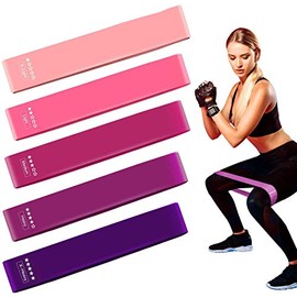 Bandas De Resistencia Elásticas con 5 Niveles Ejercicios Cintas Elasticas Fitness de Látex Natural, Bandas Elasticas Musculacion para para Yoga, Pilates, Crossfit, Estiramientos