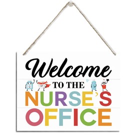 Welcome to Nurse's Office Sign, Welcome Door Sign, Rustic Hanging Wood Plaque Sign, Office Wall Hanging Decor, Health Room Decor, Cute Pediatric Clinic Decor, Hospital Decoration Ornaments