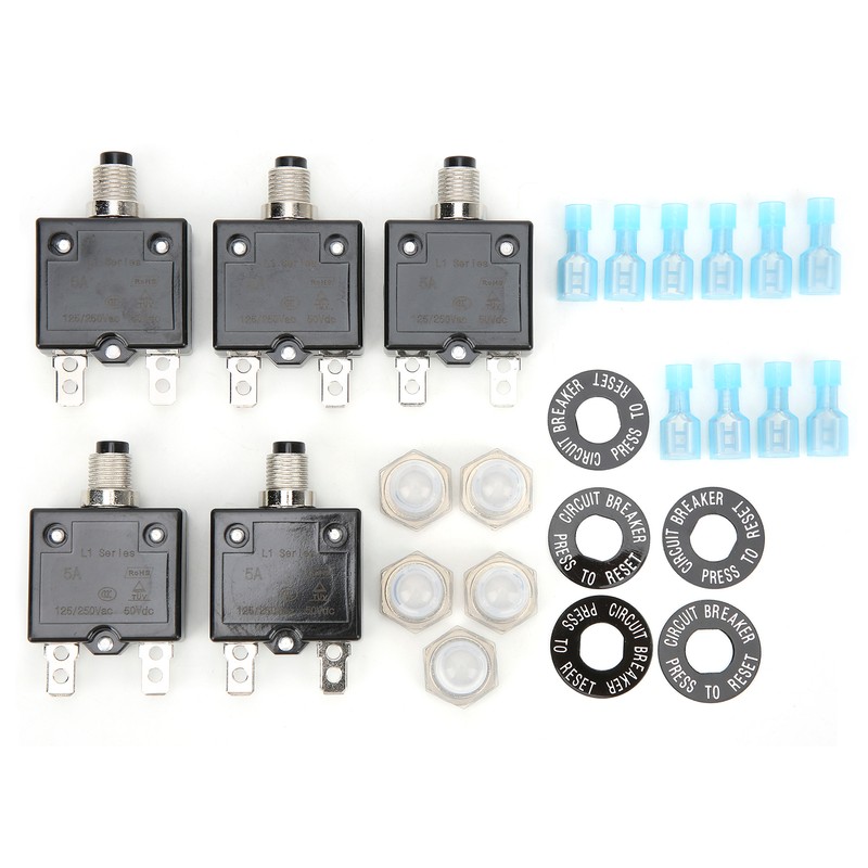 5A Thermal Circuit Breaker with Quick Connect Terminals Waterproof Cap