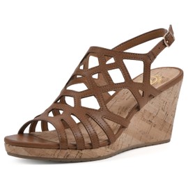 WHITE MOUNTAIN Women's Flaming Cork Wedge Sandal, White/Burn/Smooth, 8 M