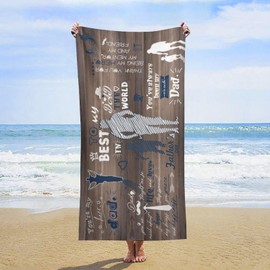 Birthday Gifts for Dad from Daughter Beach Towel Son Best Dad Gifts Microfiber Quick Dry Beach Towel, Pool Gym Camping for Men Beach Essentials Accessories Vacation Gift (Dad Towel-2, 31 x 63 Inch)
