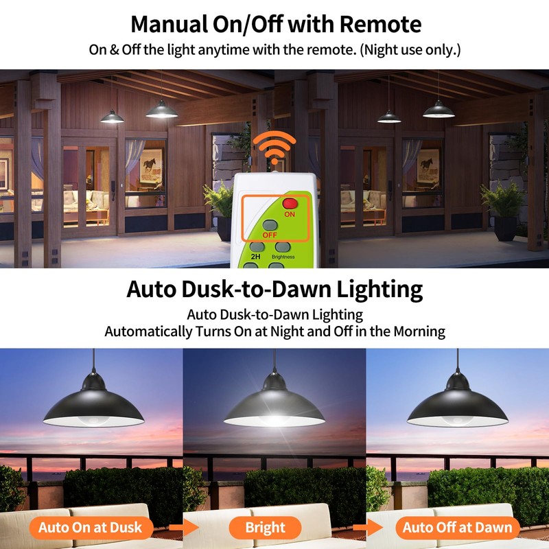 Lightonight Solar Pendant Lights IP65 Weatherproof Dusk to Dawn Solar