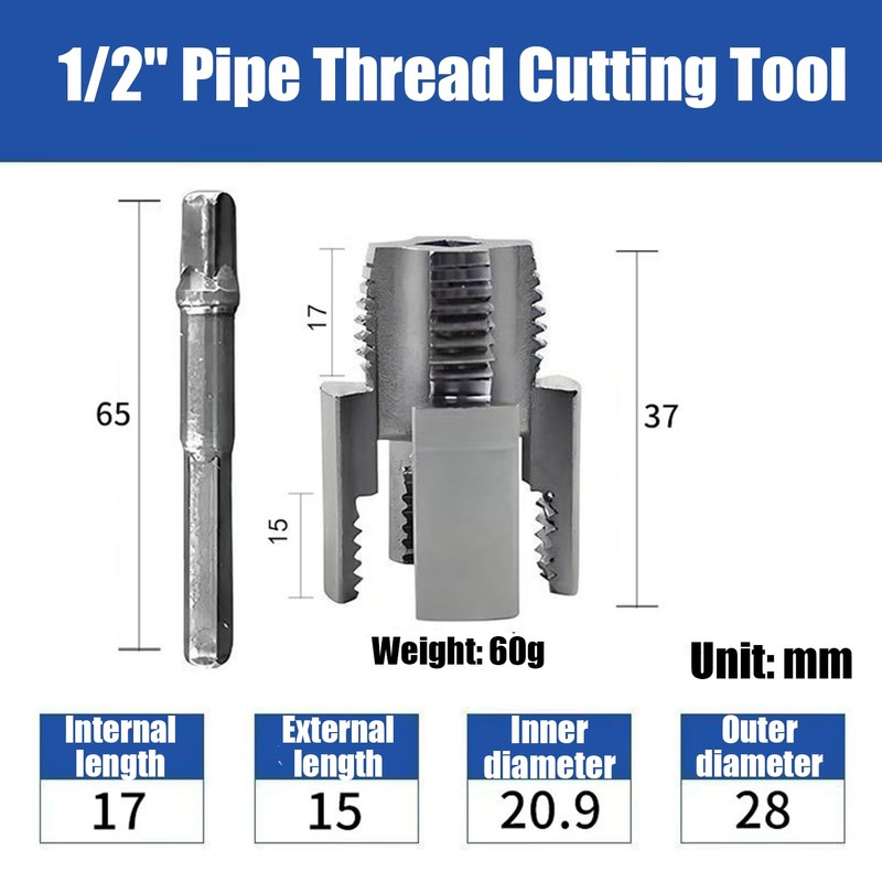 2Pcs Integrated Internal & External Pipe Threading Tool, PVC Pipe