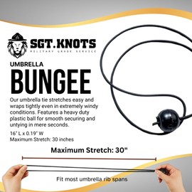 SGT KNOTS Patio Umbrella Bungee Strap Cord with Ball - Long Lasting, Highly Flexible & Durable Umbrella Tie (1 Pack, Black)
