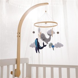 Mobile Baby Wind Chimes with Felt Balls Sea Animals 3D Clouds Mobile Baby Wooden Baby Bed Whale Mobile Baby Newborn Boys Girls Pendant