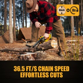 Takuoo 6"+8"Mini Handheld Electric Chainsaw Cordless Chain Saw Wood Cutter Rechargeable