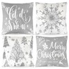 GLGHMH 4PCS Xmas Cushion Cover, Winter Snowflake Christmas Pillow Case,