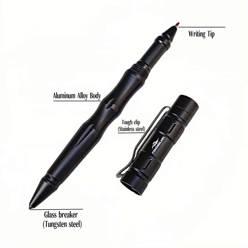 COHOMELARS Tactical EDC Pen: Tungsten Steel Glass Breaker, Smooth Writer,