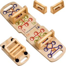 Wooden Portable Push up board, foldable fitness strength training pushup stand with solid bar grips, 2 handles for floor, professional push up training equipment for man and women