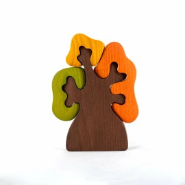 PoppyBabyCo Wooden Autumn Tree with three crowns puzzle