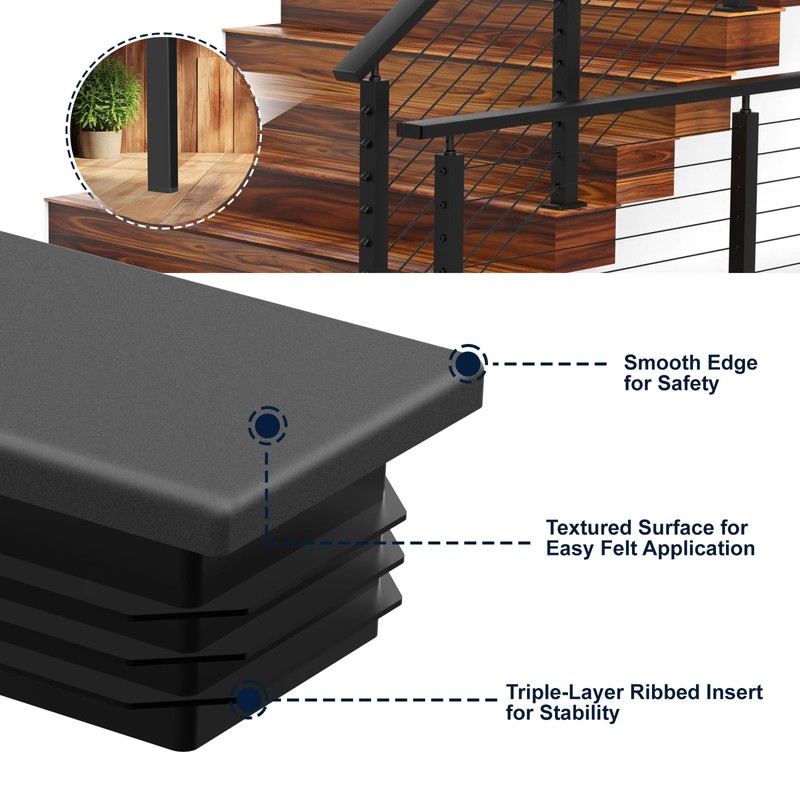 Gyykzz 4 Pack Plastic Handrail End Cap for Stainless Steel