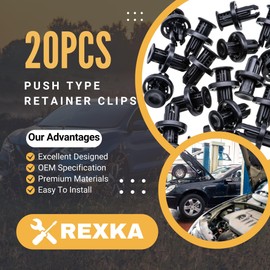 Rexka 20pcs Fastener Rivet, Rear Front Bumper Cover Fender Grille Under Cover Push-Type Retainer Clip Compatible with Honda Acura Civic 91505-TM8-003
