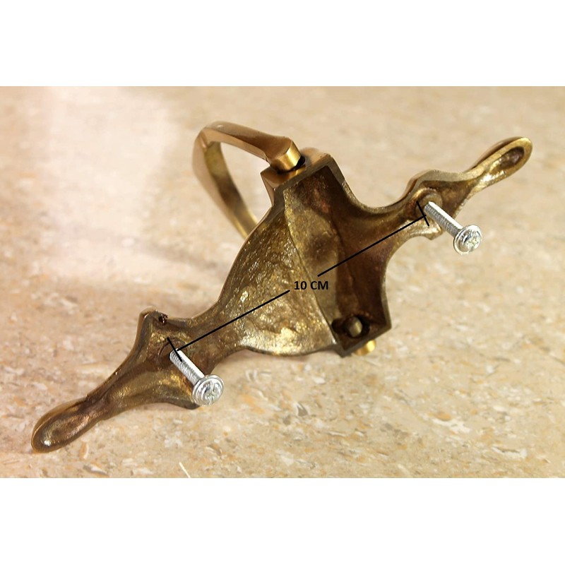 eSplanade VZN283 Georgian Design Oval Brass Door Knocker, Yellow