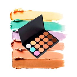 Paleta de Correctores en Crema Faciales Maquillaje Diferentes Tonos Con Brocha Aplicadora Base Polvo Punta Diagonal Portatil Cosmetico Belleza