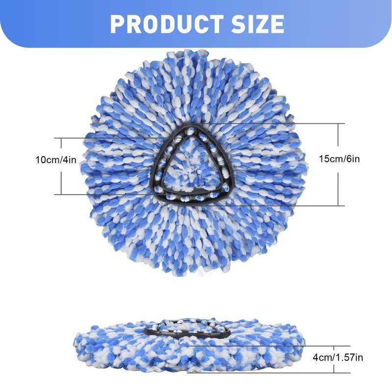 GRAREND 4 Pack Spin Mop Replacement Heads, Microfiber Mop Refills