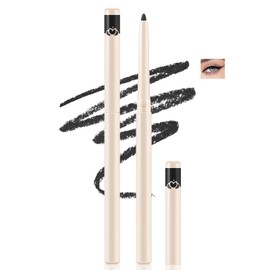 Apooliy 2pcs Eyeliner,Highly Pigmented Eyeliner Pencil，Smooth Creamy Eye Liner，Waterproof White Eyeliner，Long Wear Black Eyeliner，Brown