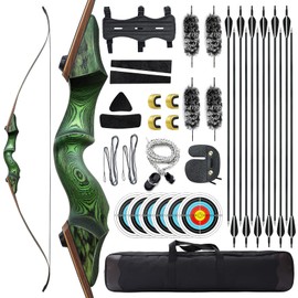 60 Inch Black Hunter Takedown Recurve Bow and Arrow 20-60Lbs Hunting Archery Bow Right Hand Wood Riser Practice Bow for Adult Target Training (60LBS)