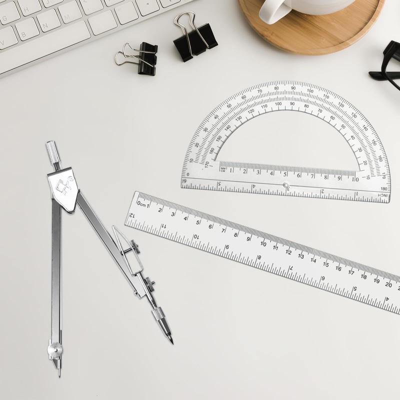 Tdfronien 3 Packs Plastic 12 Inch Ruler,6 Inch Clear Protractor