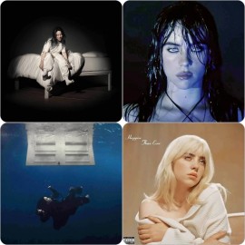 Unbranded 4 Mags | BILLIE EILISH MAGNETS (4) 2x2 inches - Art from Hit me Hard and Soft