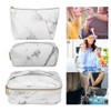 3Pcs Women Cosmetic Bag Marble Print Makeup Case Storage Handbag
