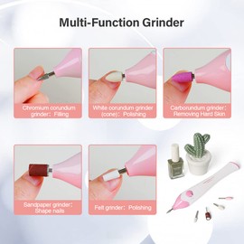 TOUCHBeauty Electric Nail Cutter, 5-in-1 Electric Nail File Wireless Manicure Pedicure Set with Holder and UV LED Nail Dryer for Home and Salon AG-1335R (Pink)