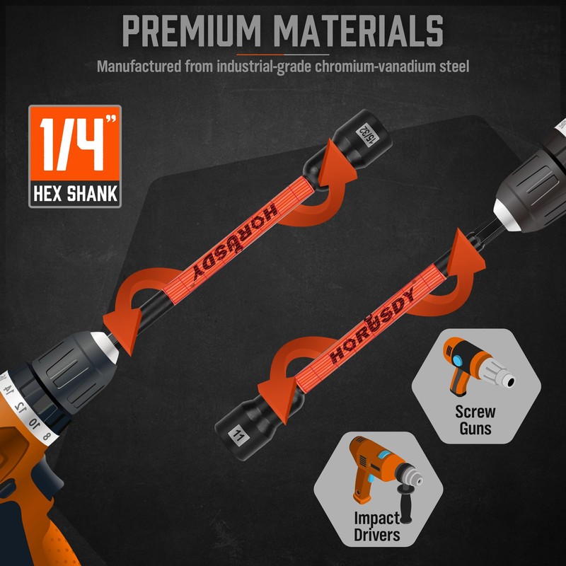 HORUSDY 18Pcs Nut Driver Set SAE and Metric, Impact Magnetic