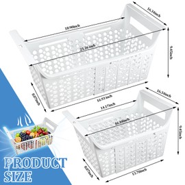 Tioncy 2 Pcs Adjustable Freezer Baskets for Chest Freezer Deep Freezer Organizer Bins Expandable Freezer Storage Bins with Handle Adjustable From 16.3" to 21.3" Freezer Organization Accessories