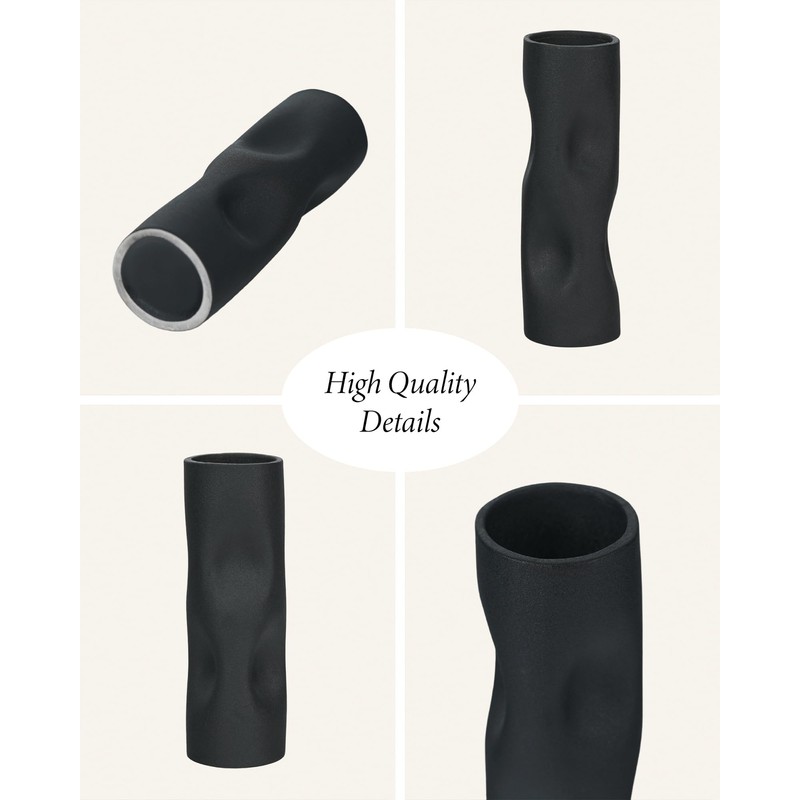 OOSTONEE 11 Inch Black Matte Ceramic Vase – Tall Flower